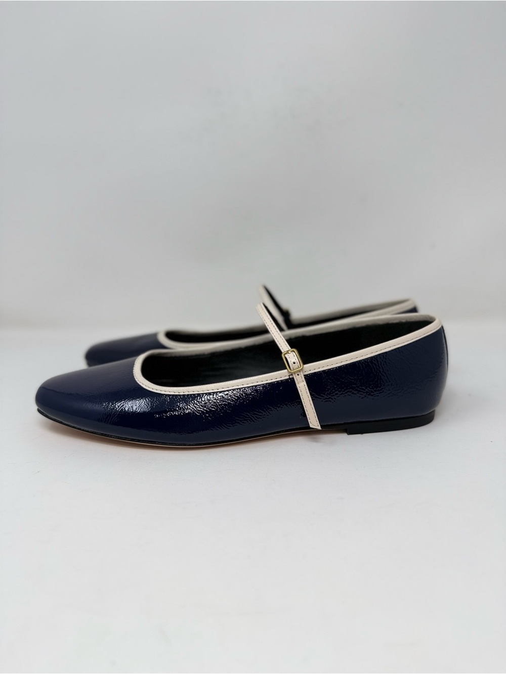 New Veronica Beard Ellie Mary Jane Flat Navy Ecru Sz 8 - Picture 7 of 14